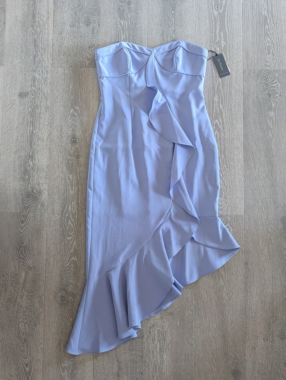 Liv Foster Iris Strapless High-Low Crepe Midi Dress - Size 14